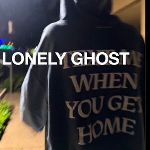 LONELY GHOST Black Hoodie ~ text me when you get home